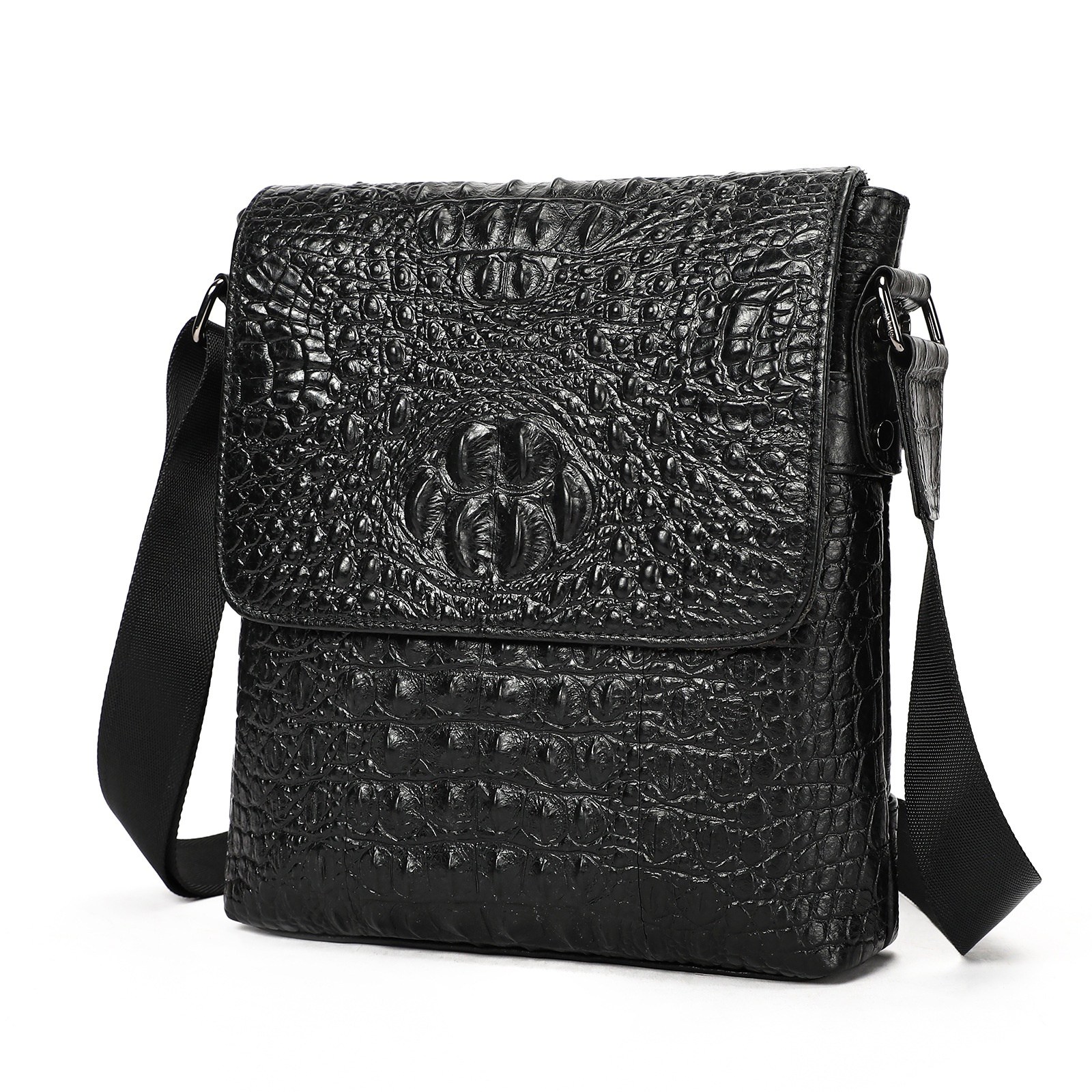 Men's Handmade Crocodile-Grain Casual Shoulder Bag