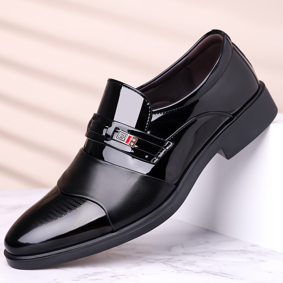 Men's Leather Shoes, High-end Business Formal Shoes, Pointed-toe Shiny Leather Men's