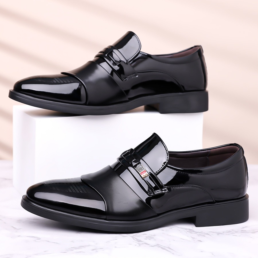 Men's Leather Shoes, High-end Business Formal Shoes, Pointed-toe Shiny Leather Men's