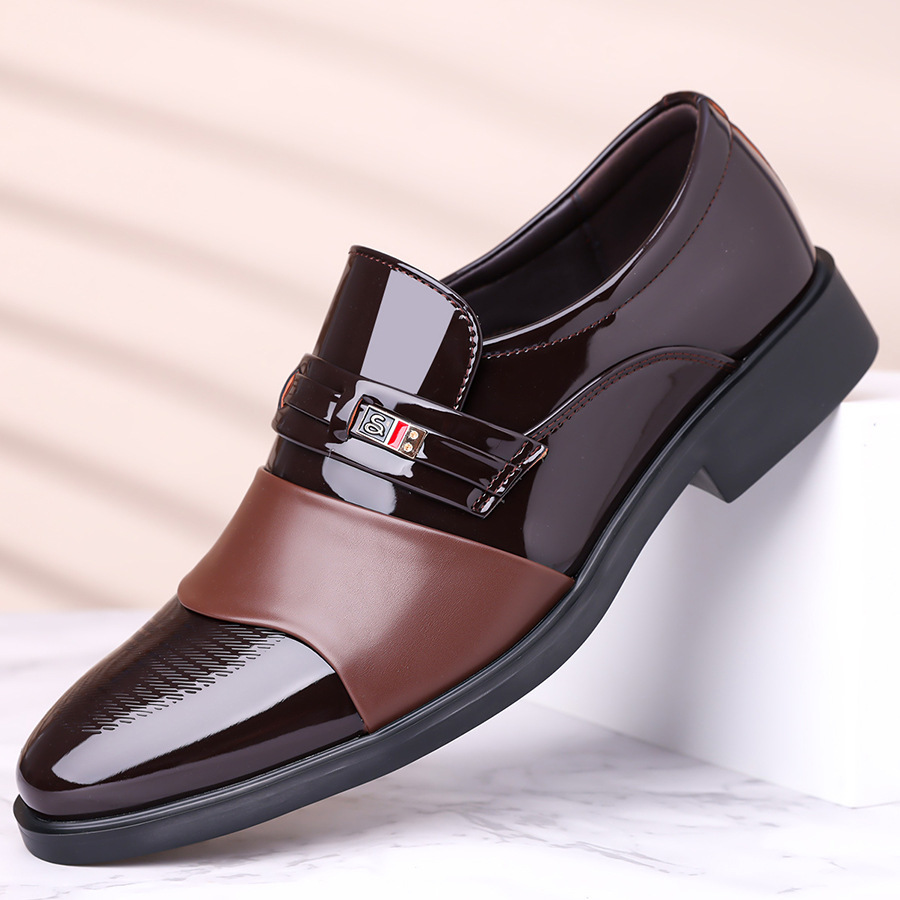Men's Leather Shoes, High-end Business Formal Shoes, Pointed-toe Shiny Leather Men's