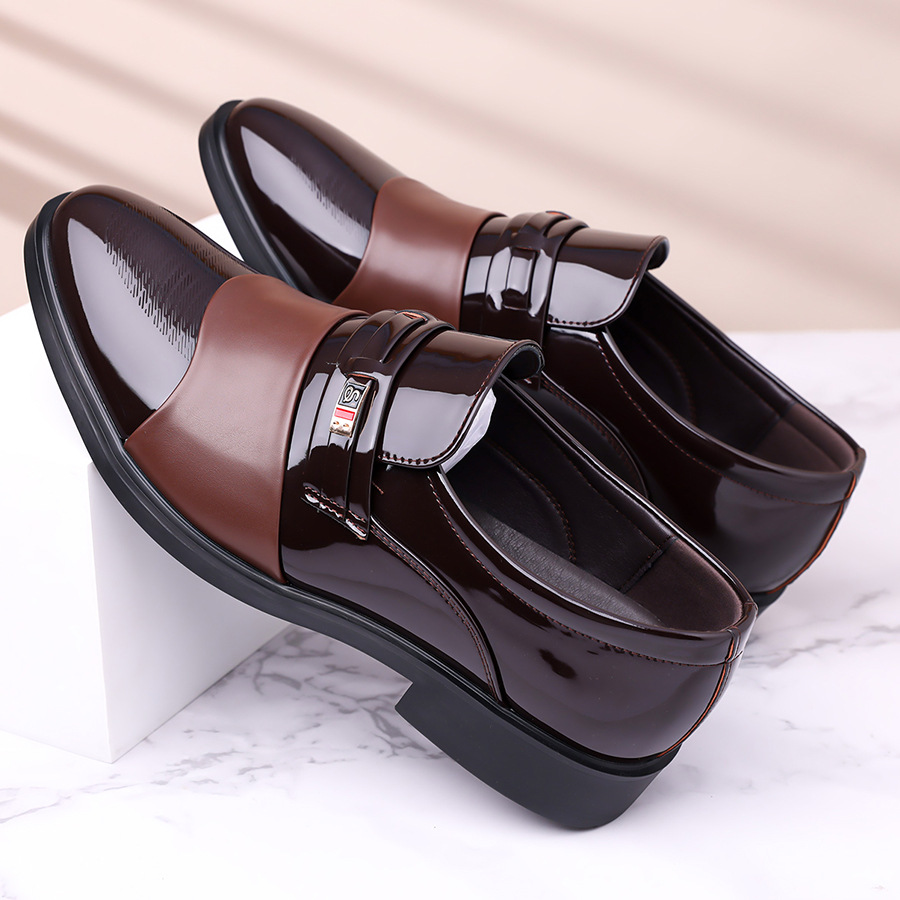 Men's Leather Shoes, High-end Business Formal Shoes, Pointed-toe Shiny Leather Men's