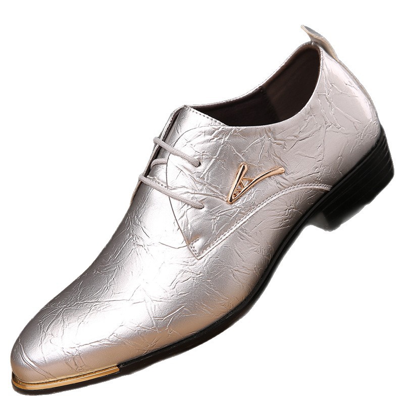 Men's Leather Shoes, Pointed-Toe Trendy Oxford Shoes, Lace-Up, Multi-Color, Wedding