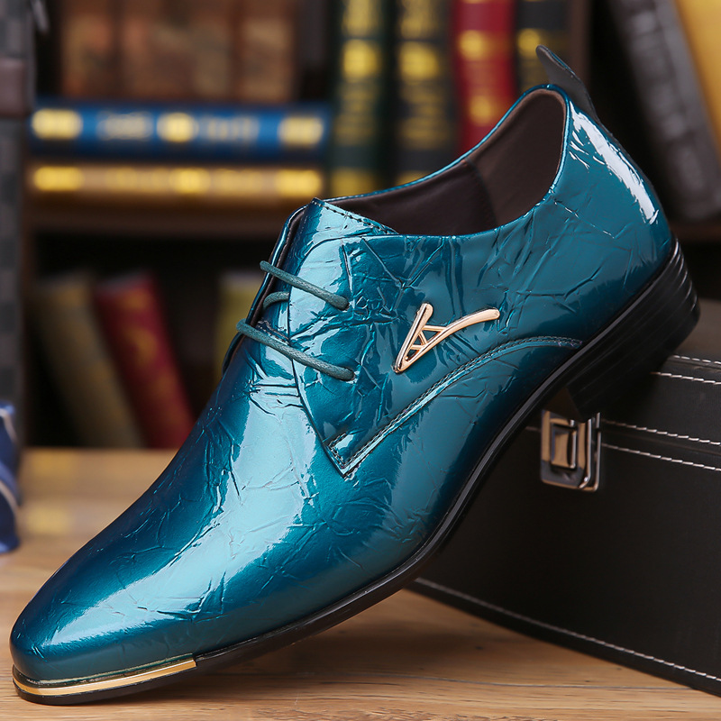 Men's Leather Shoes, Pointed-Toe Trendy Oxford Shoes, Lace-Up, Multi-Color, Wedding
