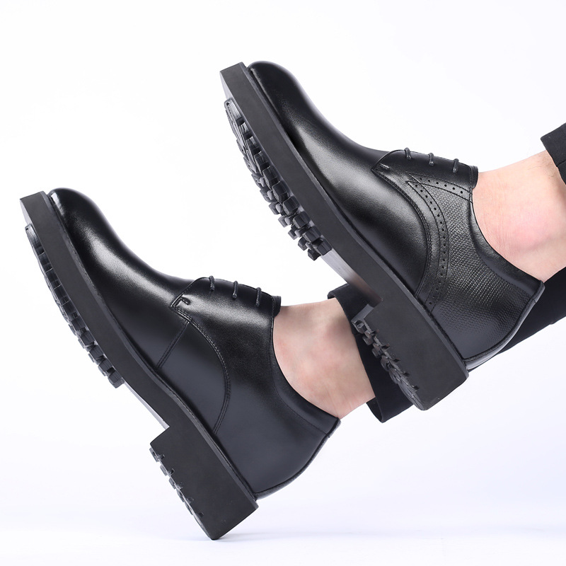 Men's Lightweight Thick-soled British-style Genuine Leather Casual Wedding Shoes