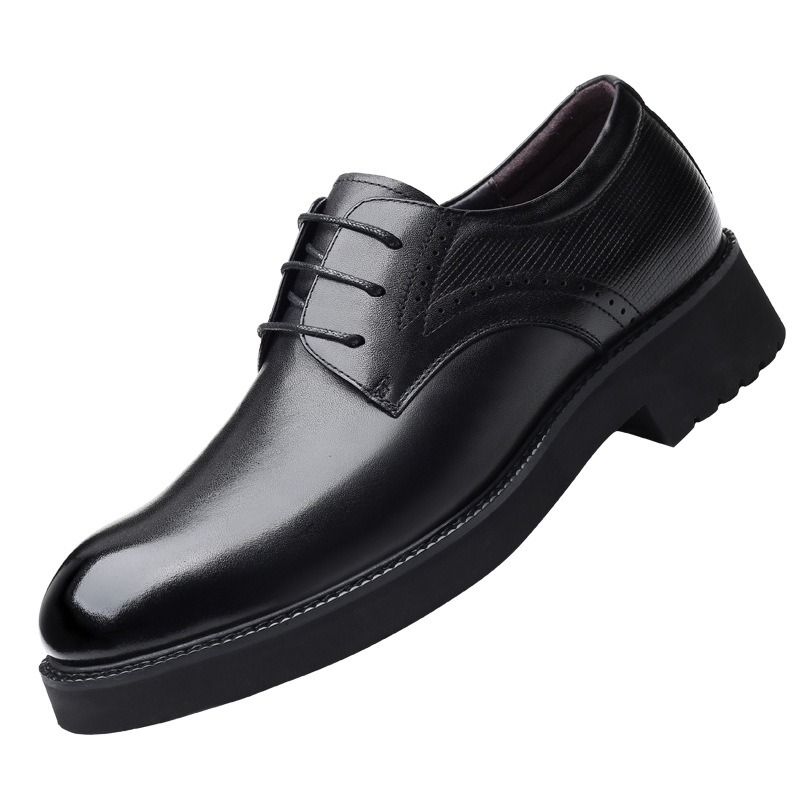 Men's Lightweight Thick-soled British-style Genuine Leather Casual Wedding Shoes