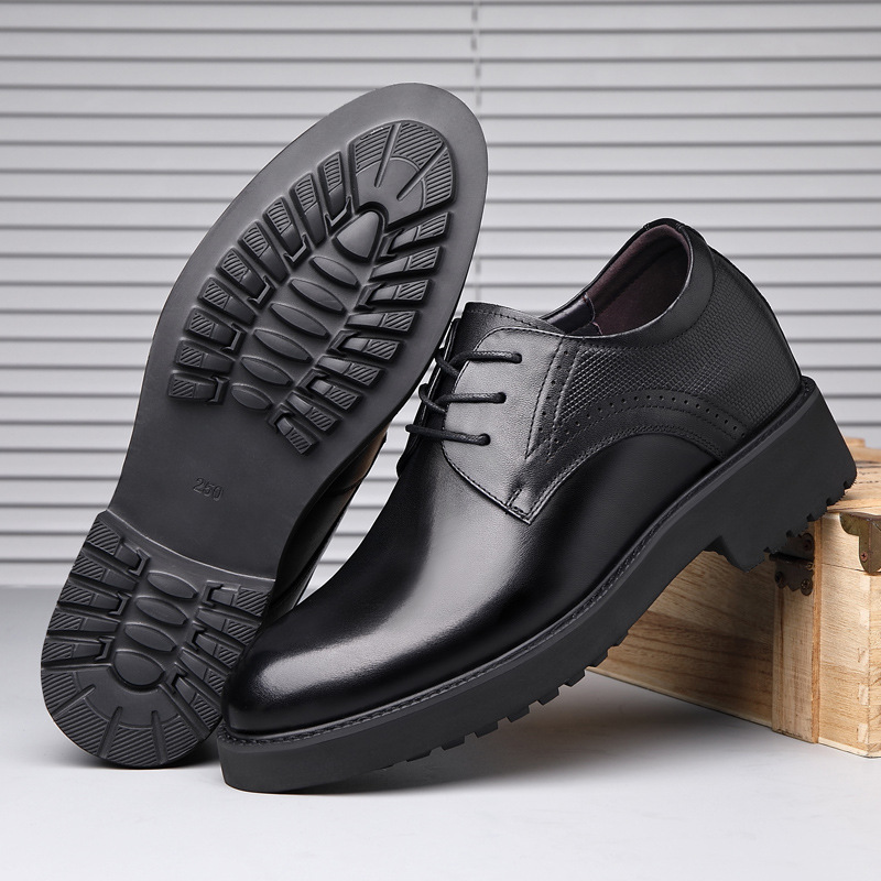 Men's Lightweight Thick-soled British-style Genuine Leather Casual Wedding Shoes