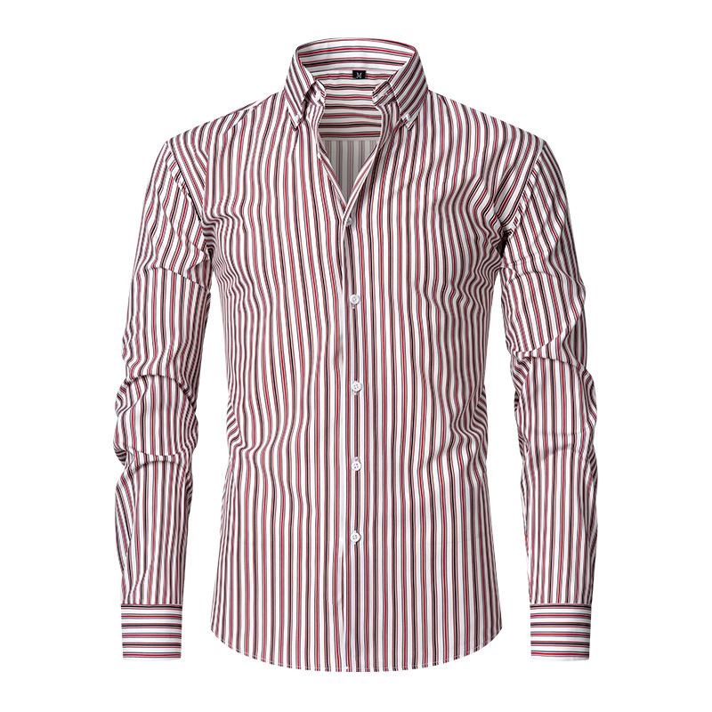 Herren-Langarmhemd mit Ultra-Stretch-Streifen, bedruckt, Business-Casual, High-End-Plus-Size