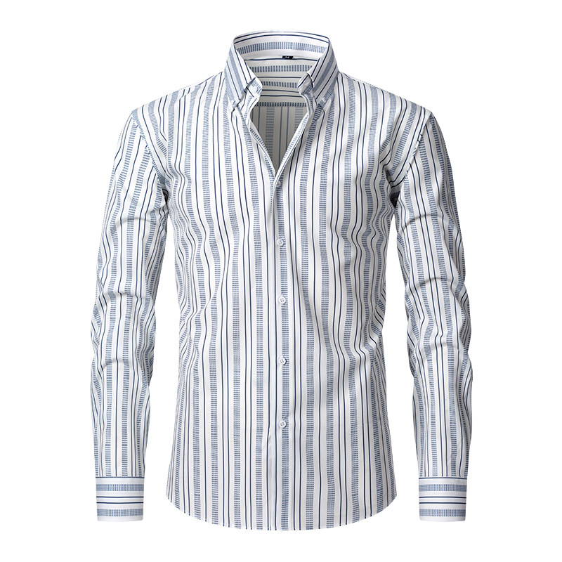 Herren-Langarmhemd mit Ultra-Stretch-Streifen, bedruckt, Business-Casual, High-End-Plus-Size