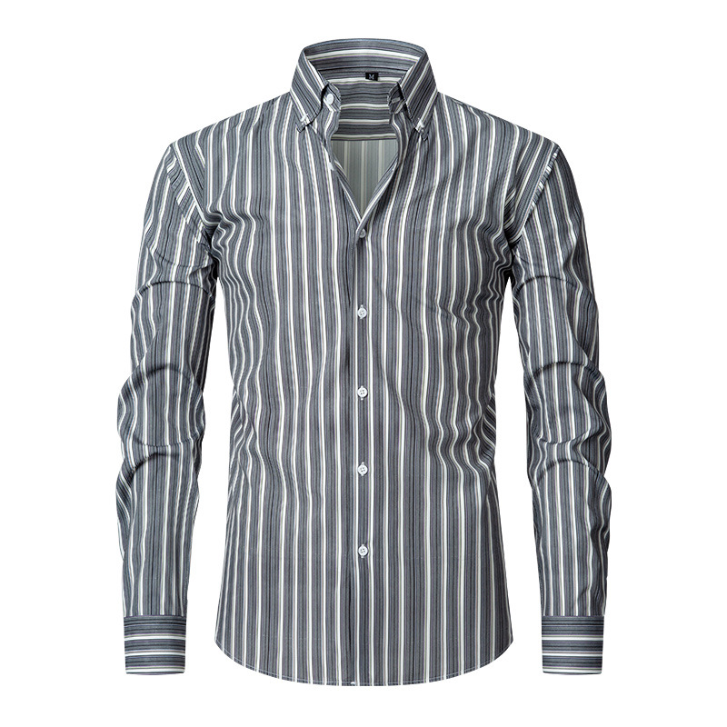 Herren-Langarmhemd mit Ultra-Stretch-Streifen, bedruckt, Business-Casual, High-End-Plus-Size