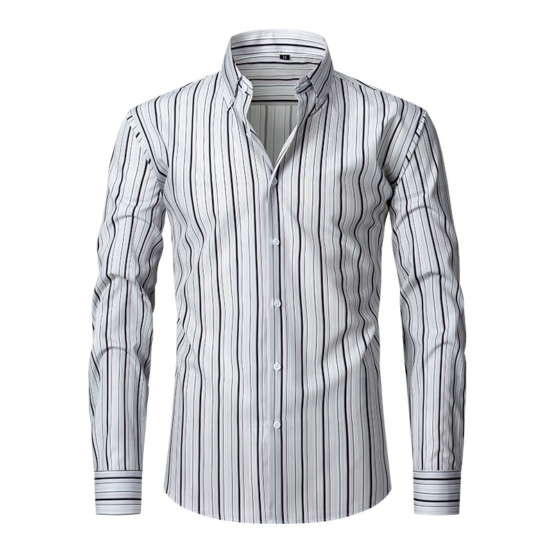Herren-Langarmhemd mit Ultra-Stretch-Streifen, bedruckt, Business-Casual, High-End-Plus-Size