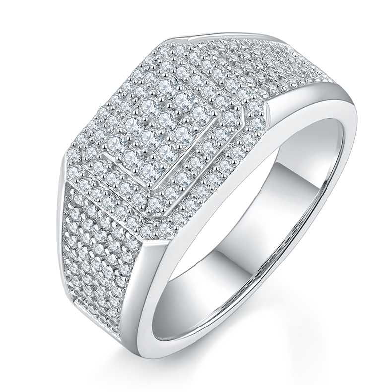 Men's Luxury And Fashionable Light Luxury Jewelry Silver Ring Silver-plated Platinum Set