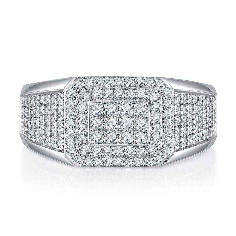 Men's Luxury And Fashionable Light Luxury Jewelry Silver Ring Silver-plated Platinum Set