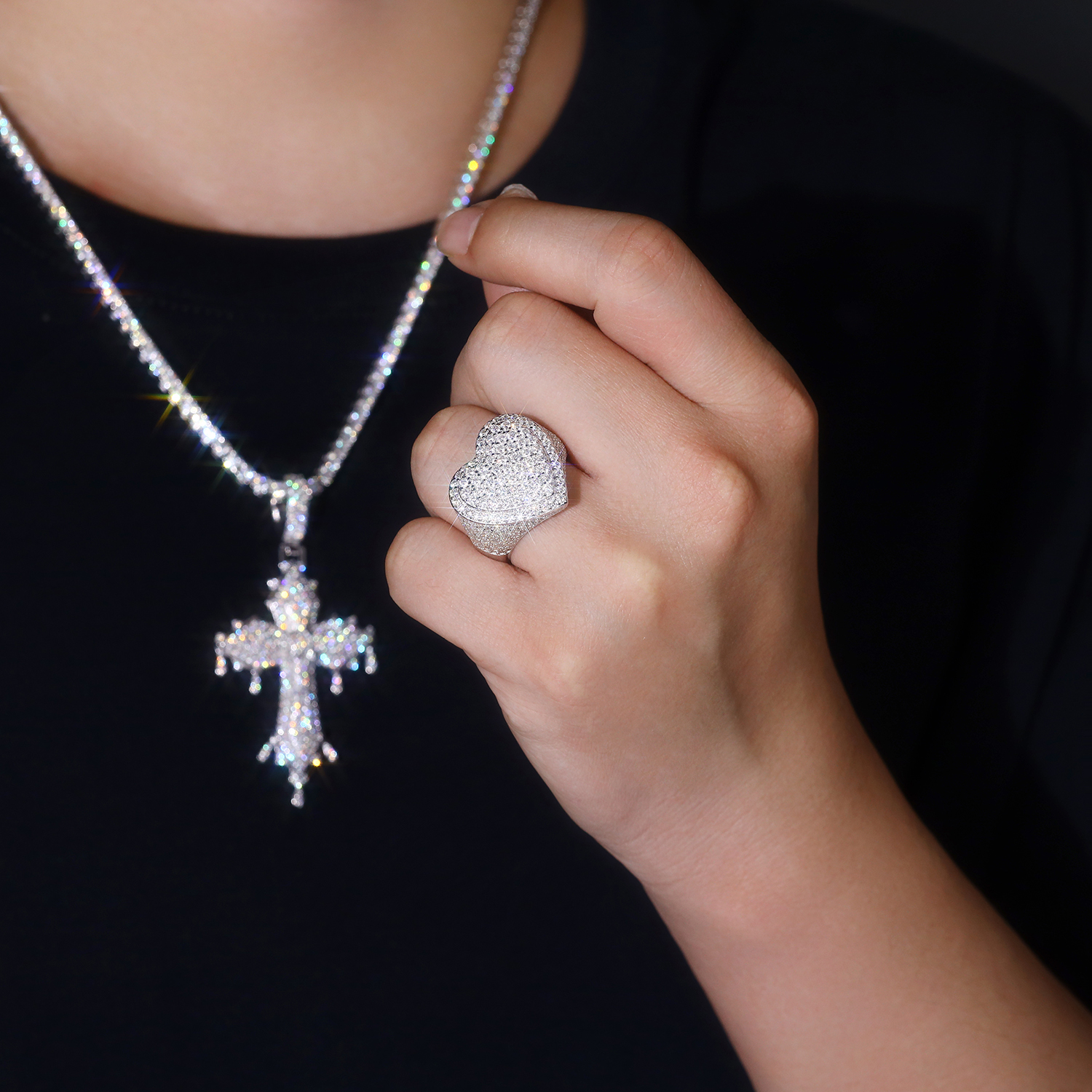 Men's Luxury And Fashionable Light Luxury Jewelry Silver Ring Silver-plated Platinum Set
