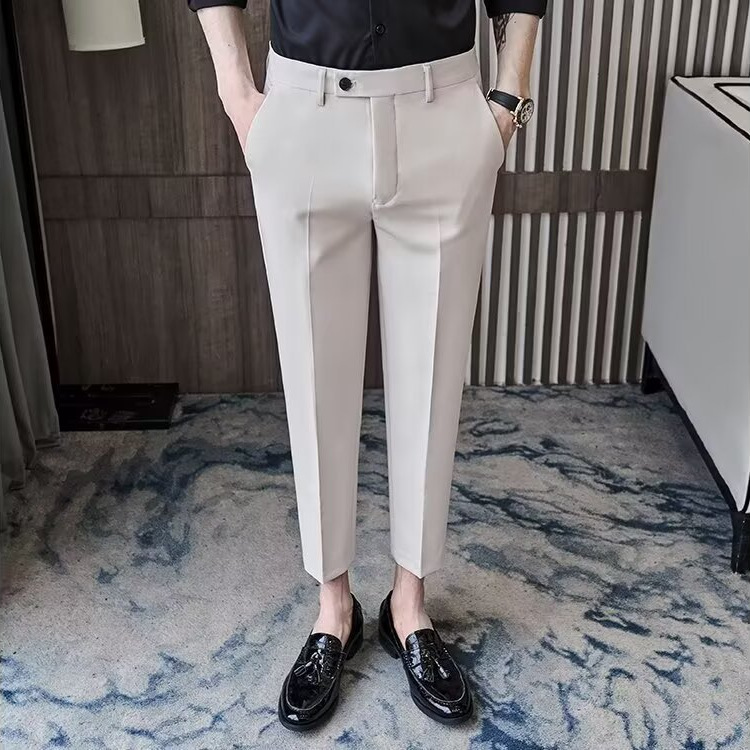 Men's Spring Autumn Business Formal Trousers Loose-fit Straight-leg