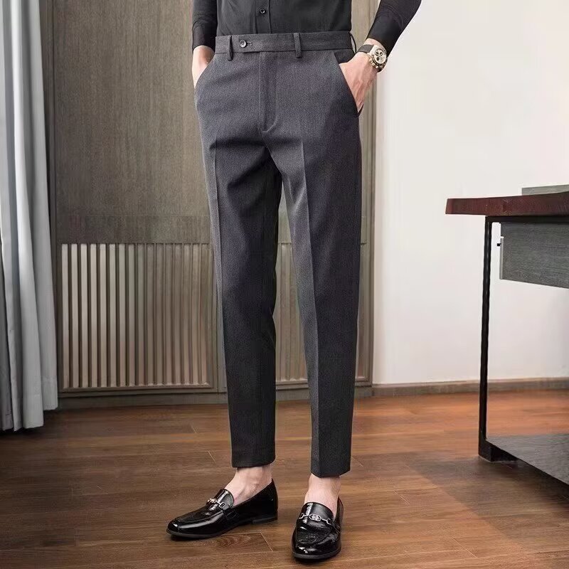 Men's Spring Autumn Business Formal Trousers Loose-fit Straight-leg