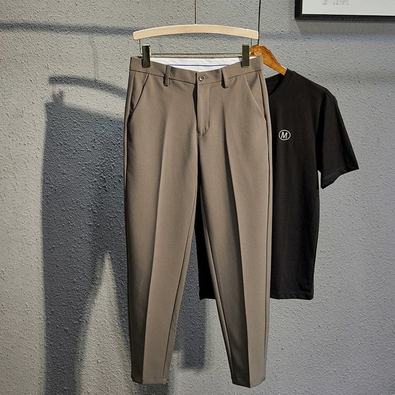 Men's Spring Autumn Business Formal Trousers Loose-fit Straight-leg