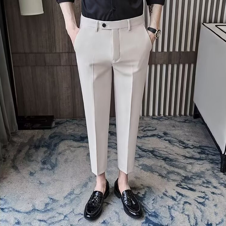 Men's Spring Autumn Business Formal Trousers Loose-fit Straight-leg