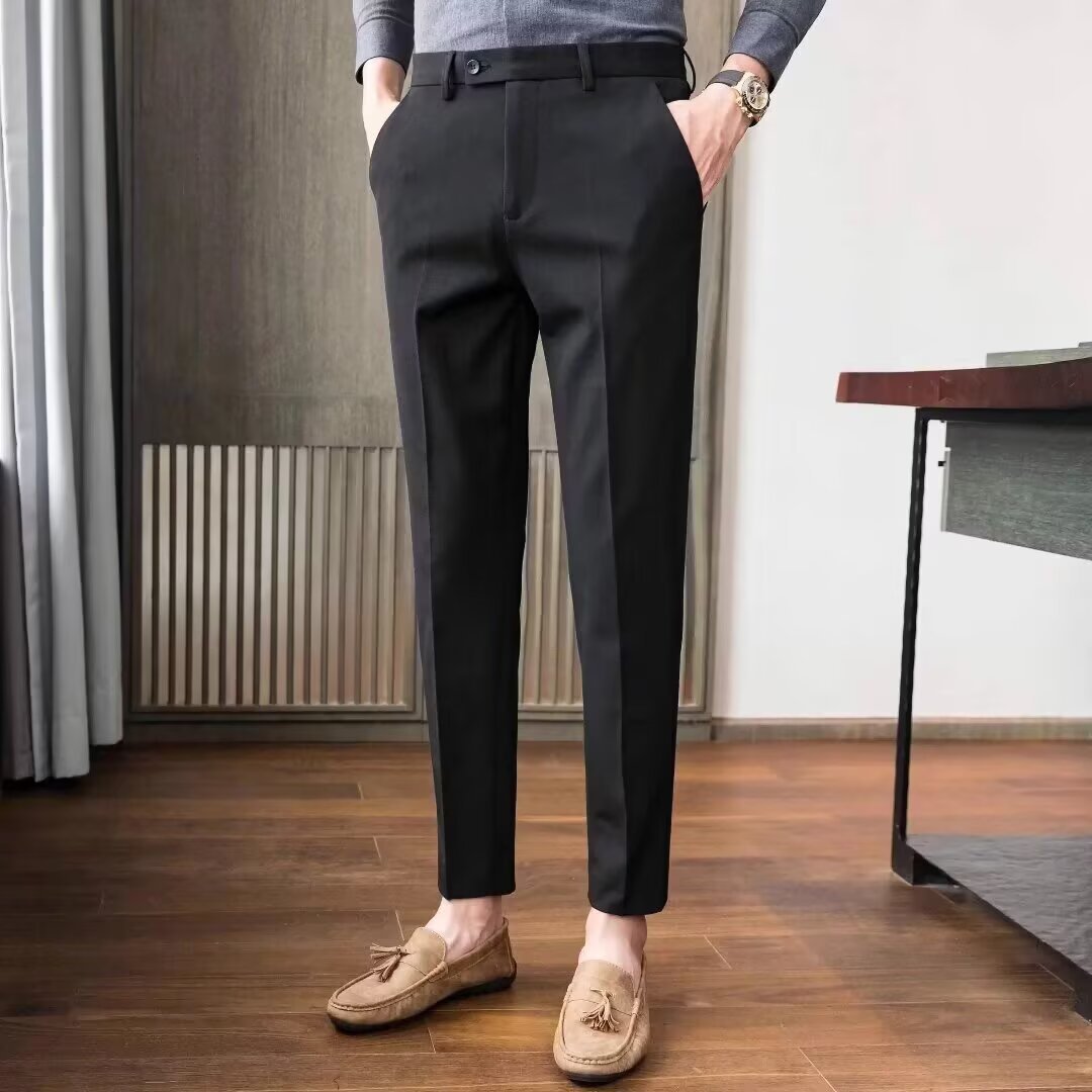 Men's Spring Autumn Business Formal Trousers Loose-fit Straight-leg