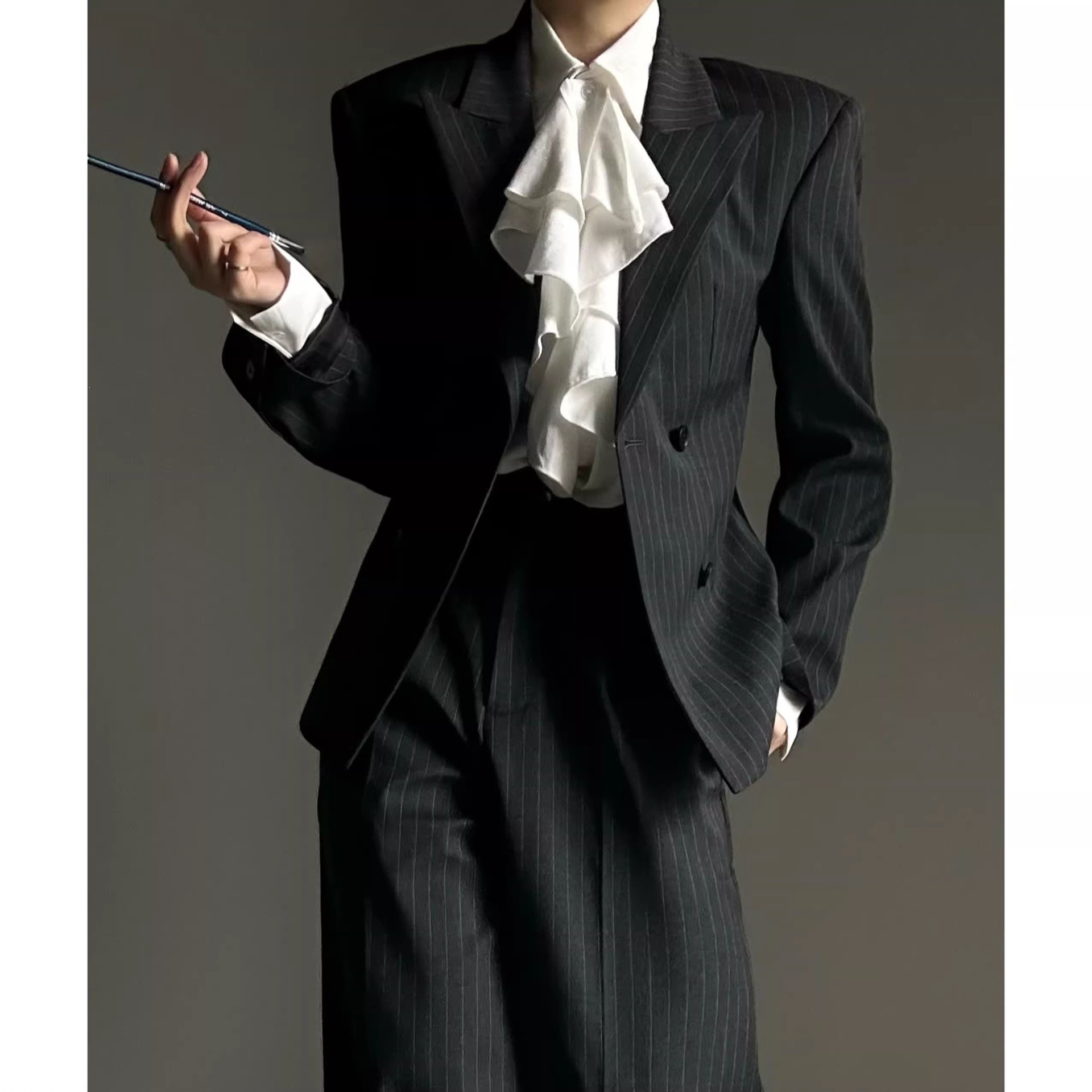 Mens And Womens Striped Spring Suit Trench Coat