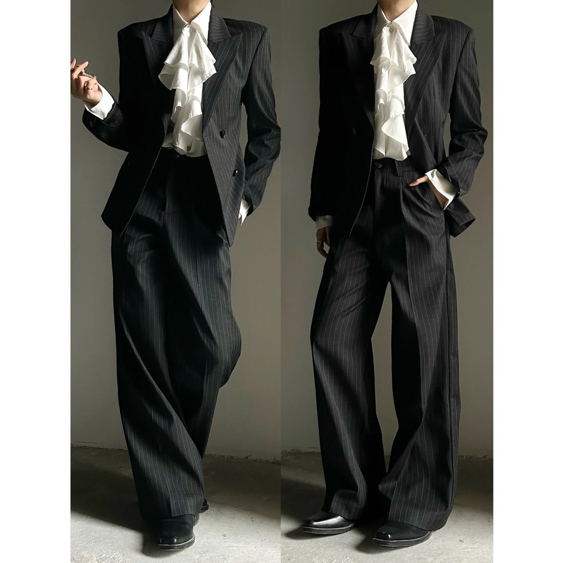 Mens And Womens Striped Spring Suit Trench Coat
