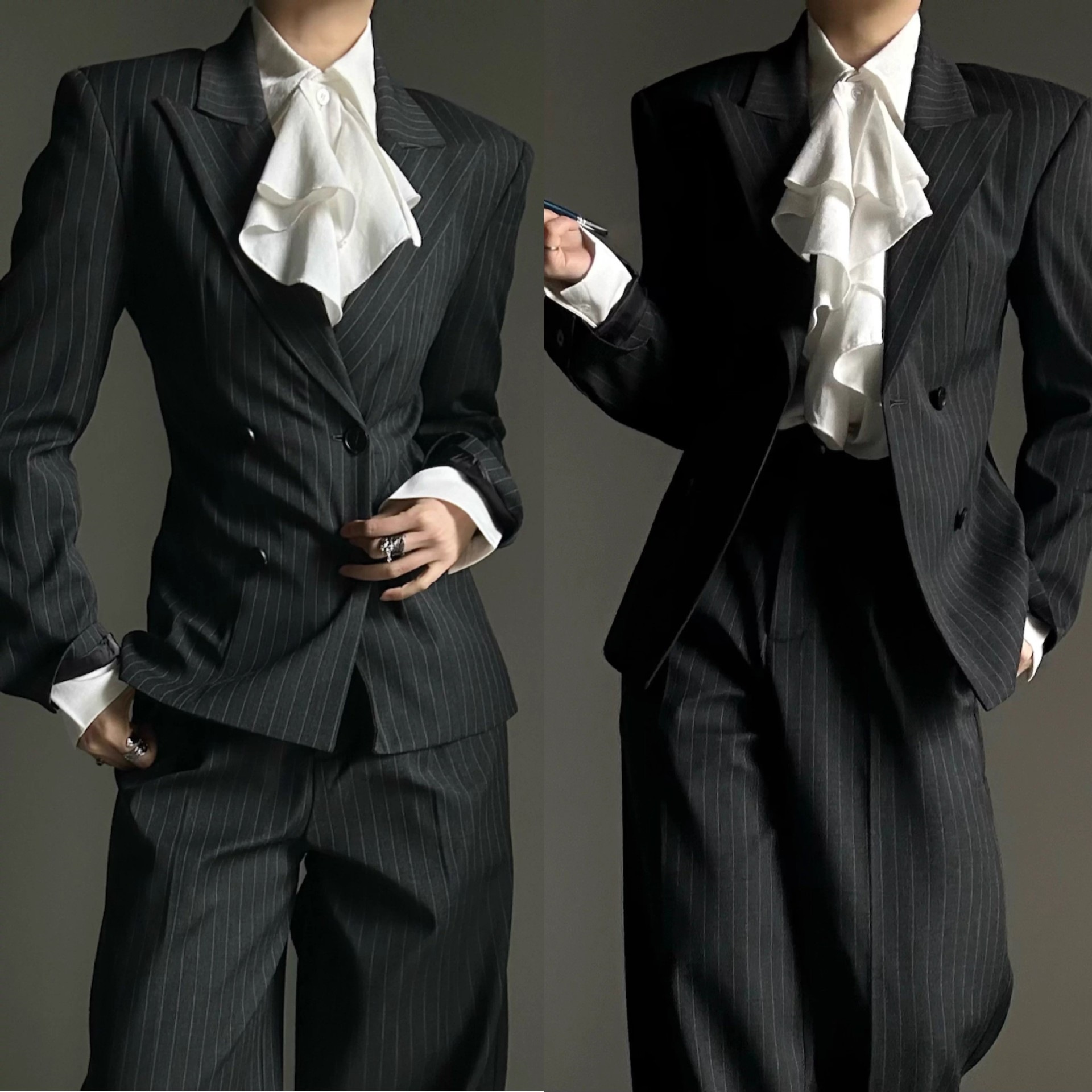 Mens And Womens Striped Spring Suit Trench Coat