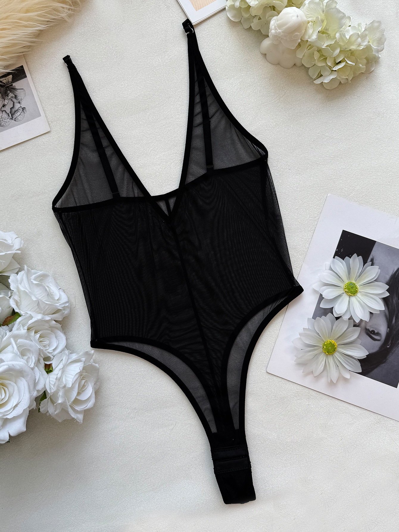 Mesh Sheer Backless Bodysuit