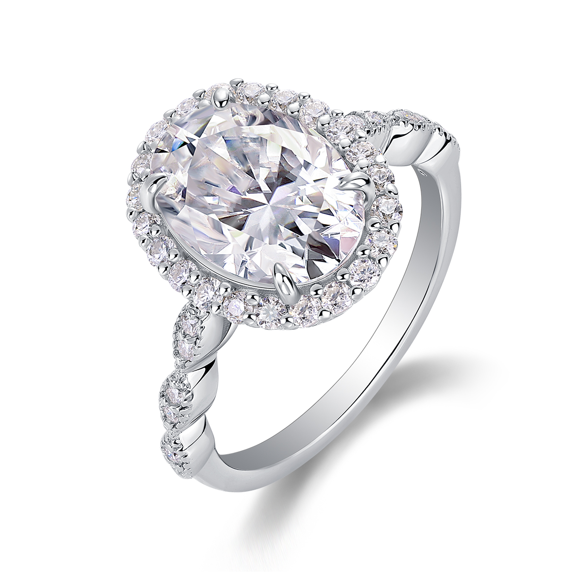 Moonlight Pupil - A Wedding Ring Set With Top-quality Egg-shaped Moissanite Silver And
