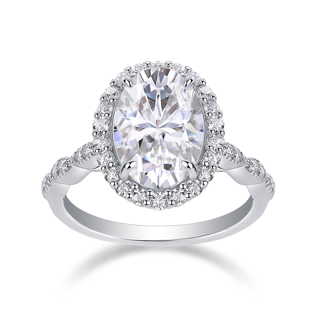 Moonlight Pupil - A Wedding Ring Set With Top-quality Egg-shaped Moissanite Silver And