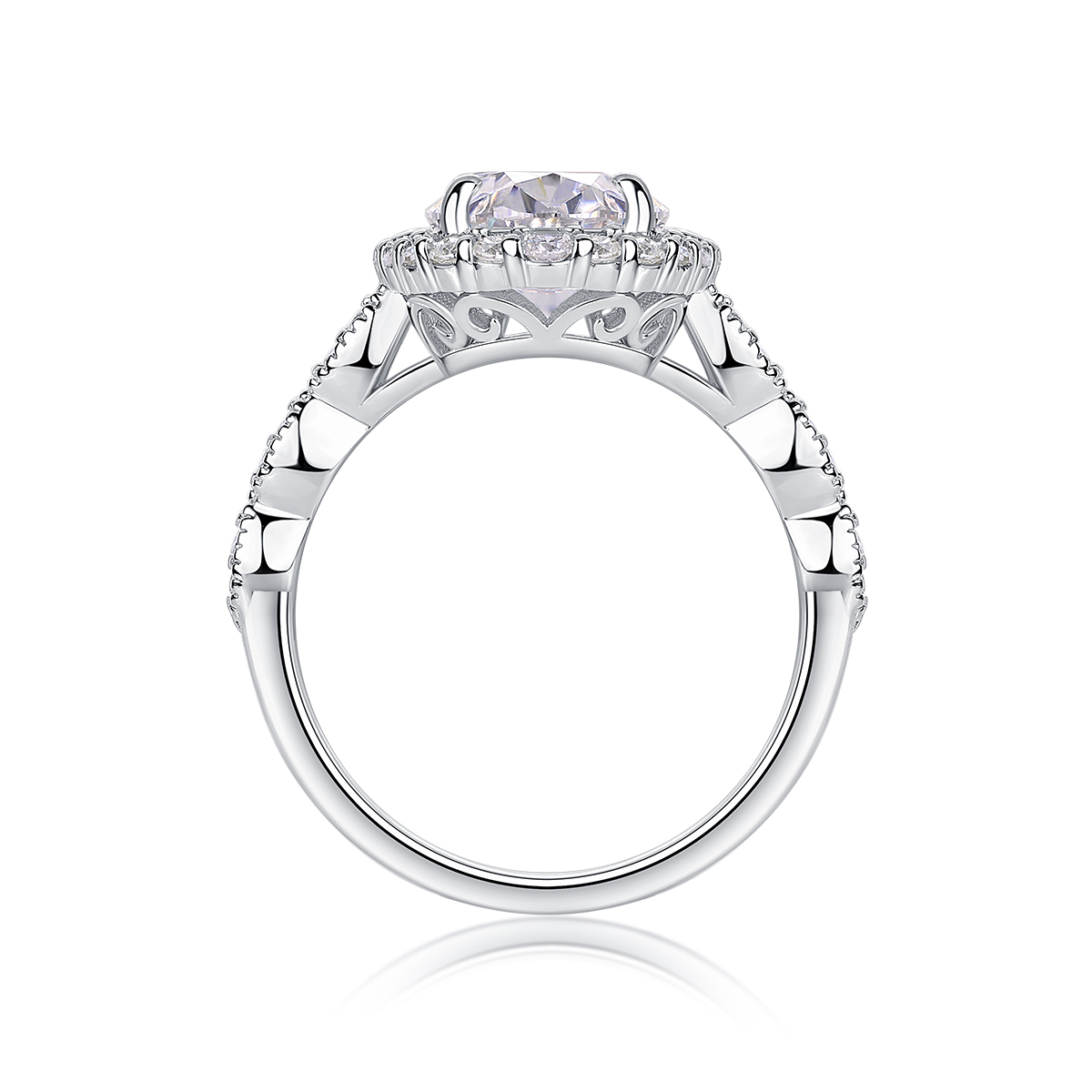 Moonlight Pupil - A Wedding Ring Set With Top-quality Egg-shaped Moissanite Silver And
