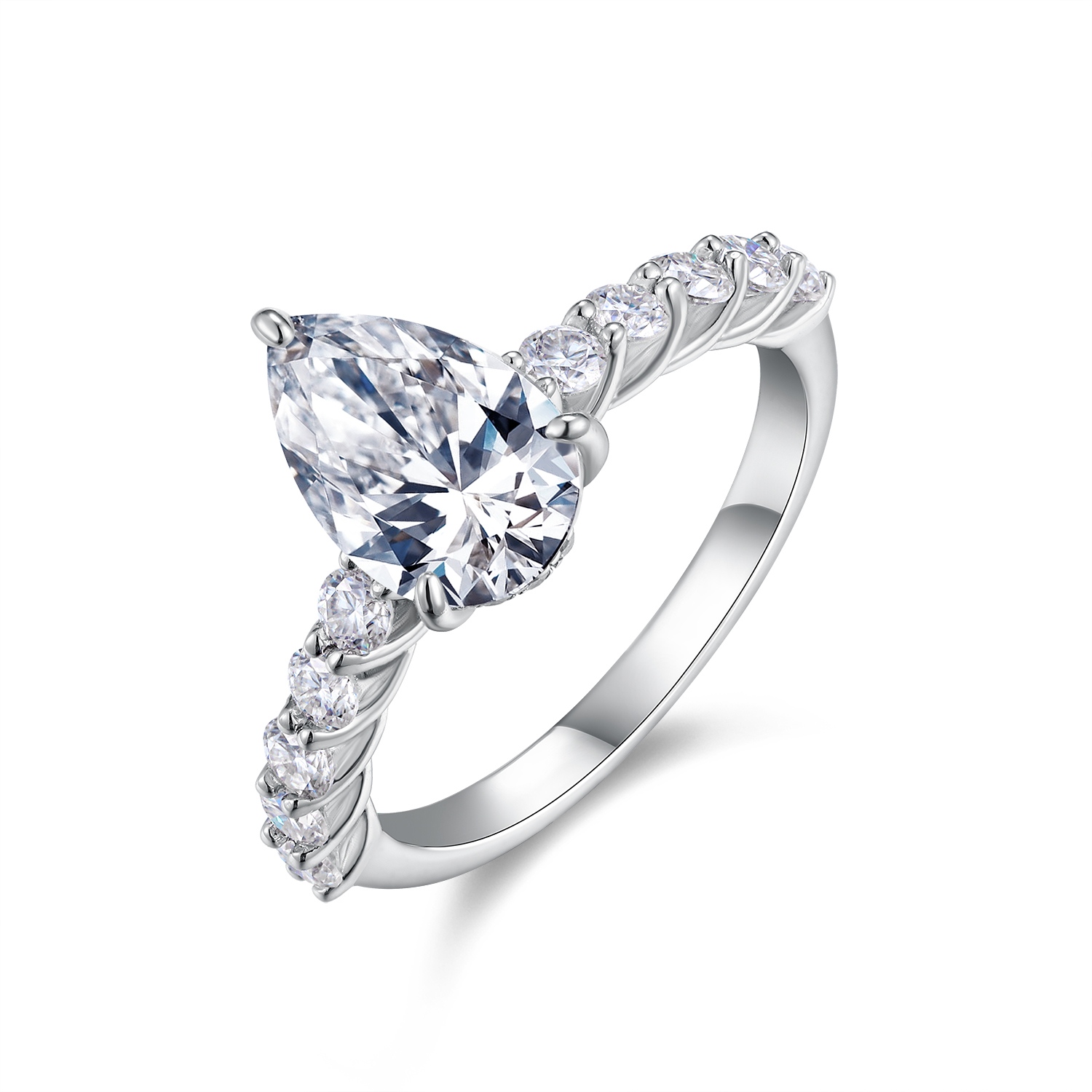 Moonlight Water Drop - A Wedding Ring Set With Top-quality Pear-shaped Moissanite In