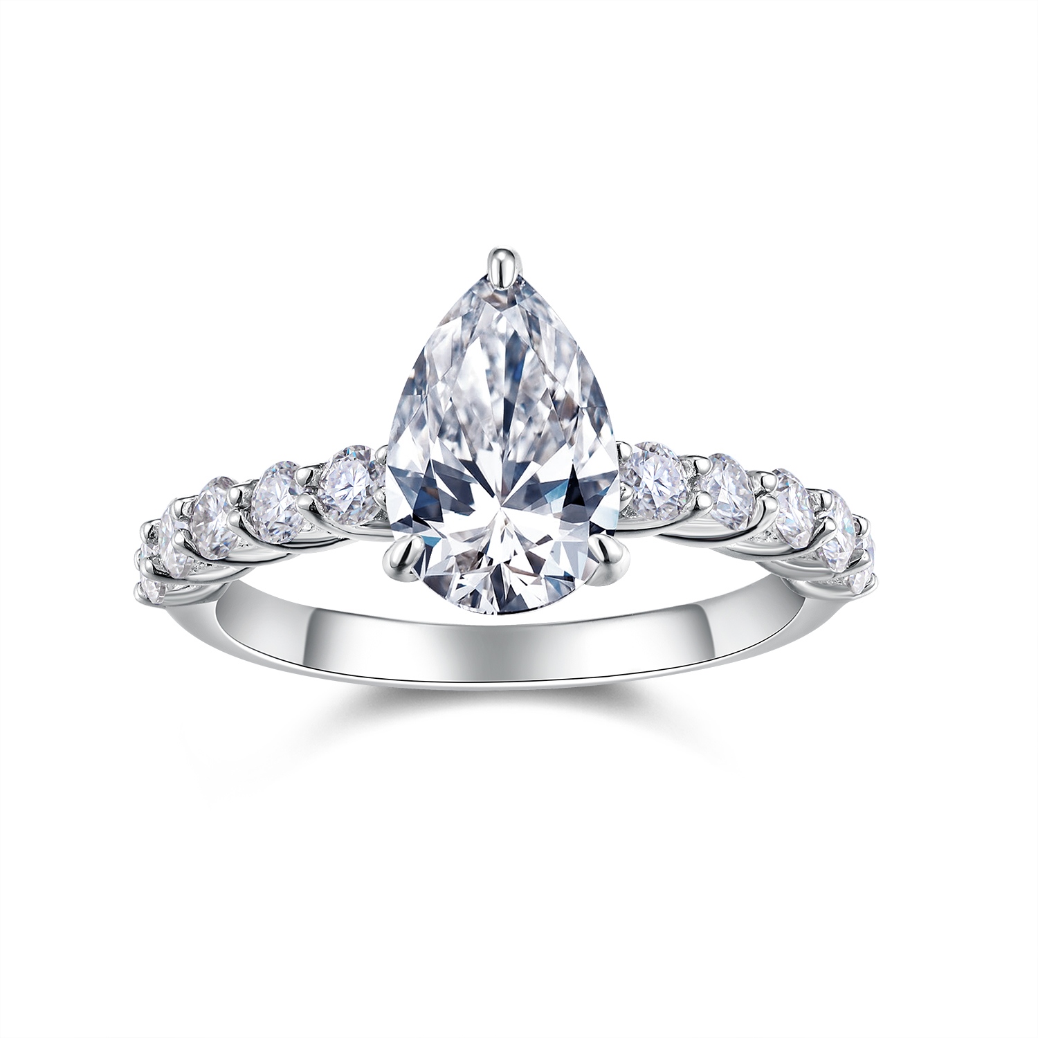 Moonlight Water Drop - A Wedding Ring Set With Top-quality Pear-shaped Moissanite In