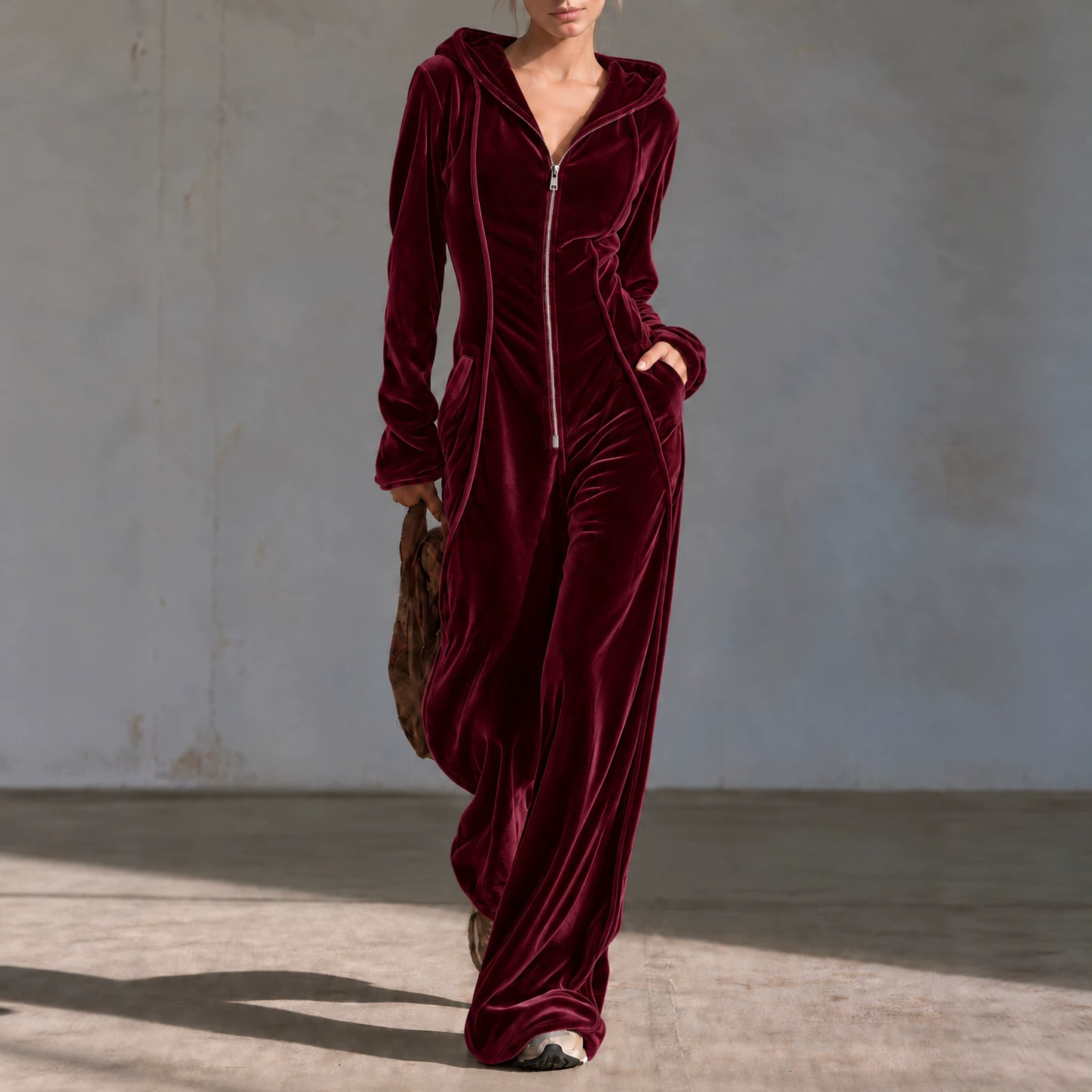 New Autumnwinter Velvet Casual Elegant Jumpsuit