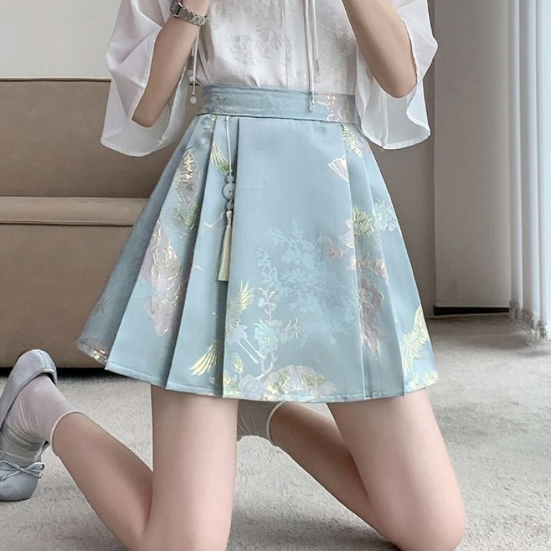 New Chinese-style Satin Skirt