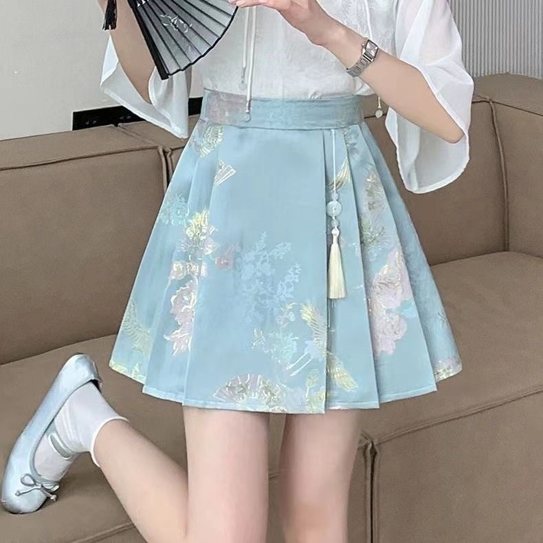 New Chinese-style Satin Skirt