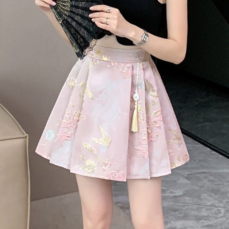 New Chinese-style Satin Skirt