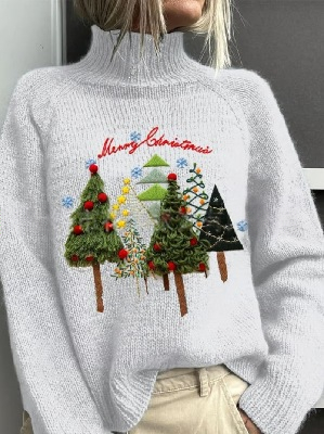 Novo Natal impressão abstrata casual casaco casaco cardigan