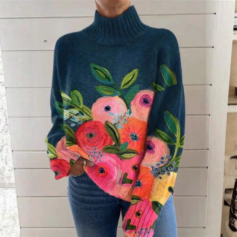 Novo Natal impressão abstrata casual casaco casaco cardigan