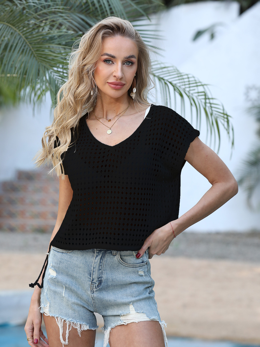 New Drawstring Cover Up, Loose Bikini Cover, Daily Wear Unique Style Beach Shirt