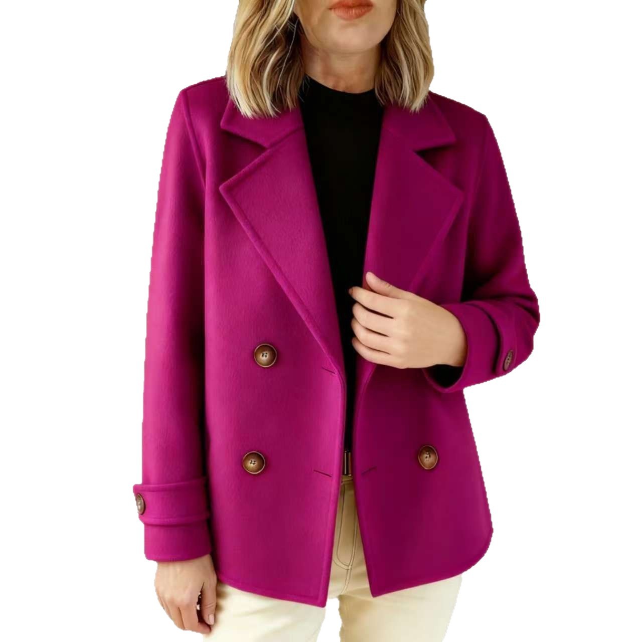 New Fallwinter Solid-color Fashionable And Elegant Wool Coat