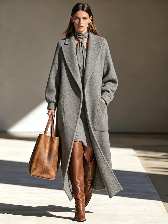 New Fallwinter Womens Long Lapel Coat