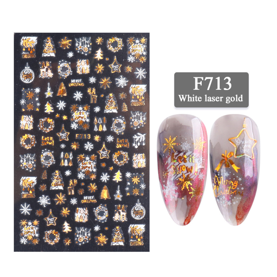 New Nail Stickers 3D Christmas Series Two-color Golden Laser Snowflake Thin Stickers Nail