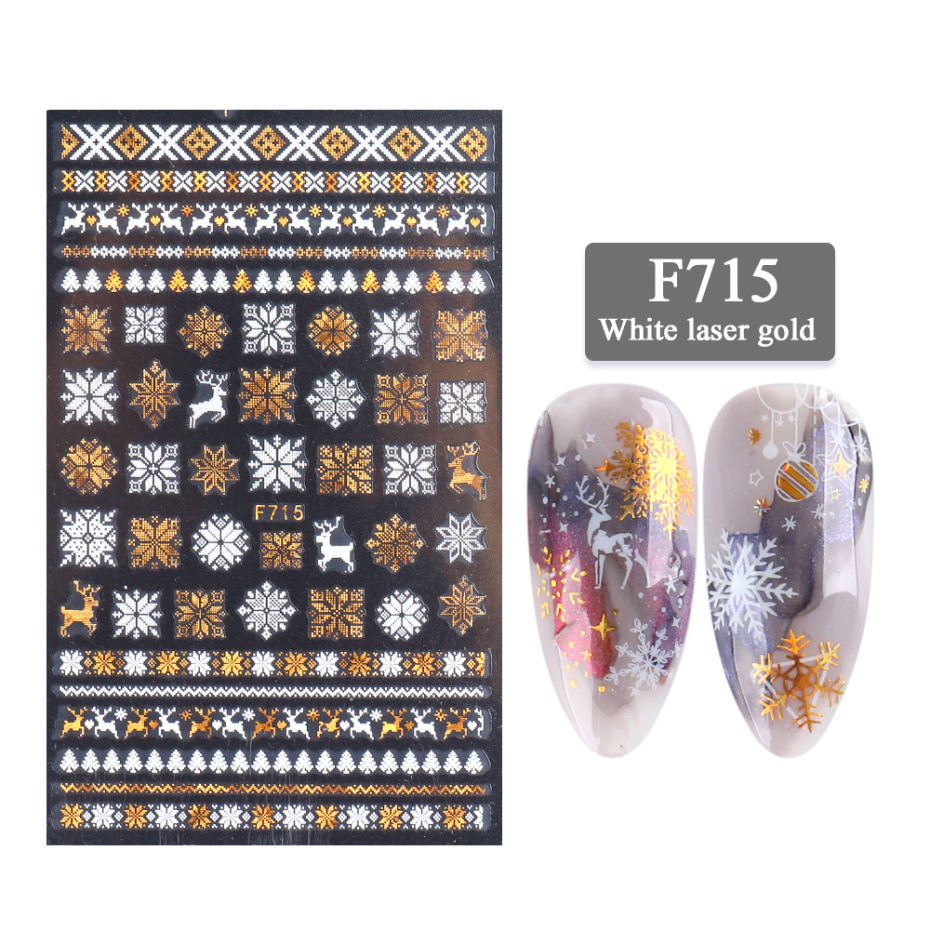 New Nail Stickers 3D Christmas Series Two-color Golden Laser Snowflake Thin Stickers Nail