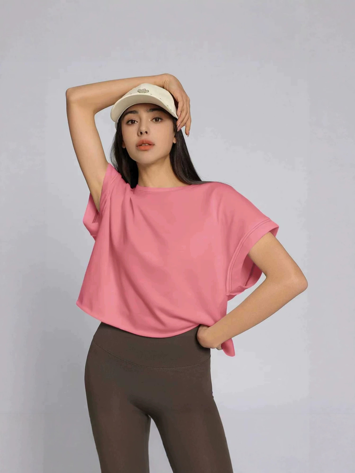 New Women's T-shirt, Crew Neck Short Sleeve Batwing Top, Loose Casual Hollow Out Back