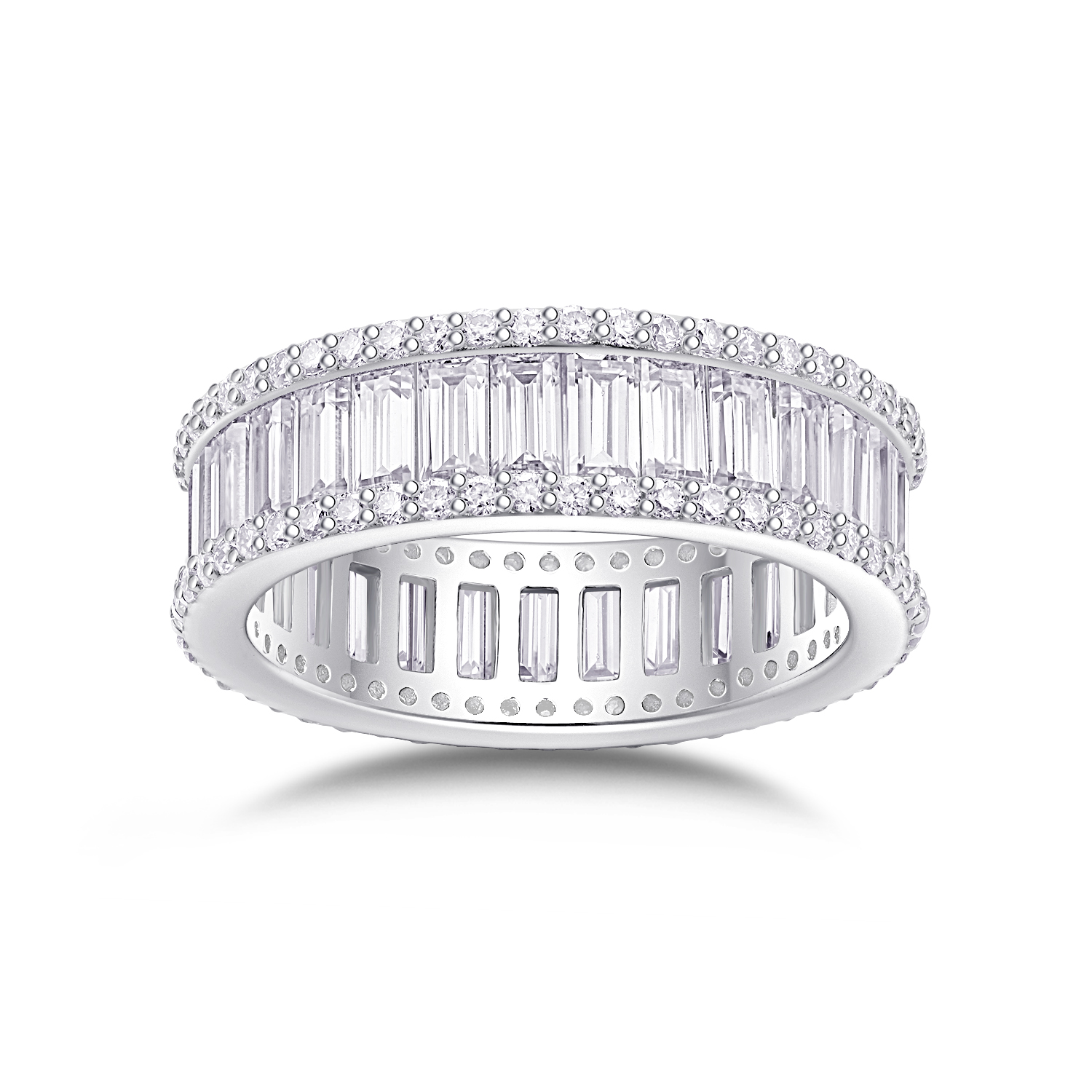 Note - A Wedding Ring Set With Top-quality Square Moissanite In Silver And
