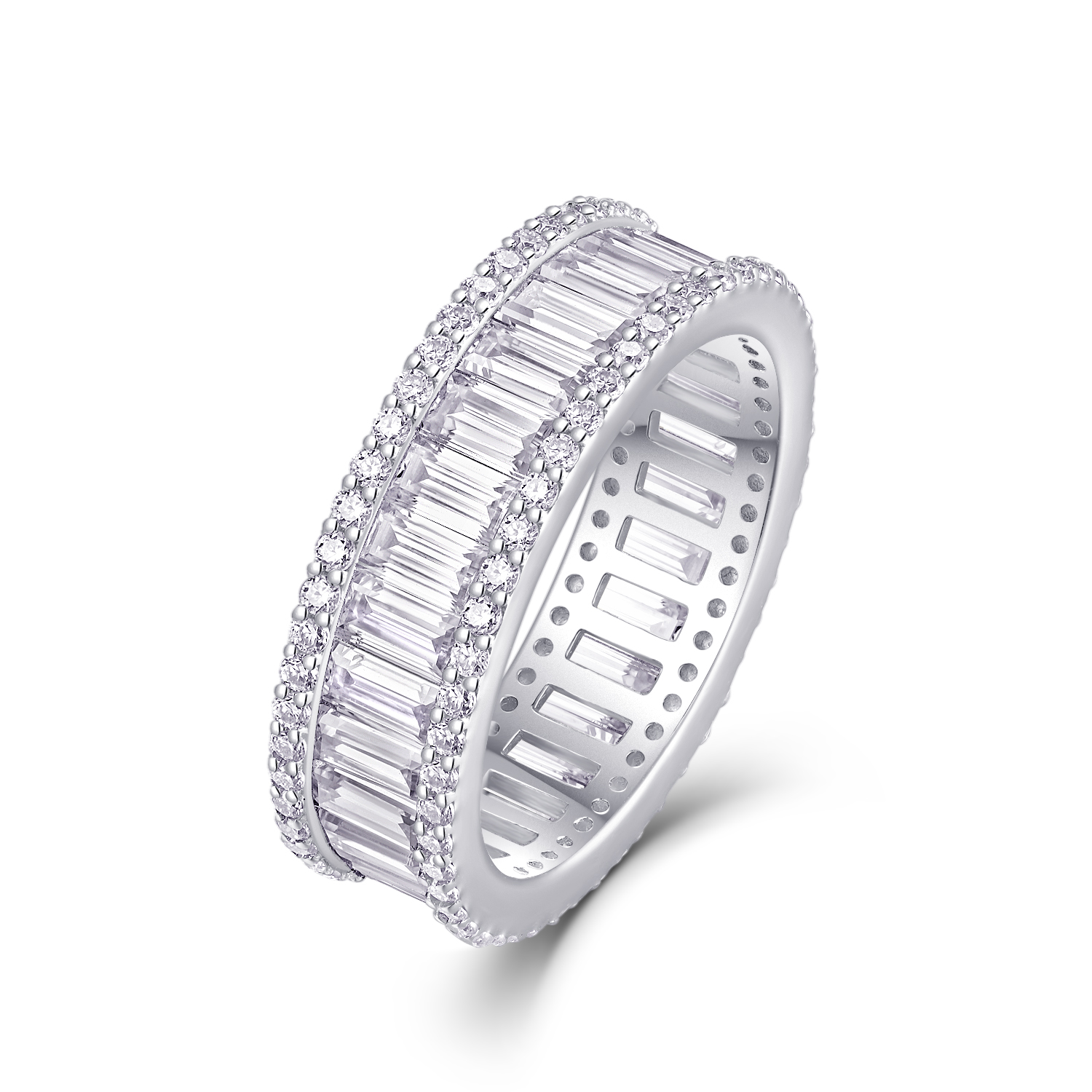 Note - A Wedding Ring Set With Top-quality Square Moissanite In Silver And