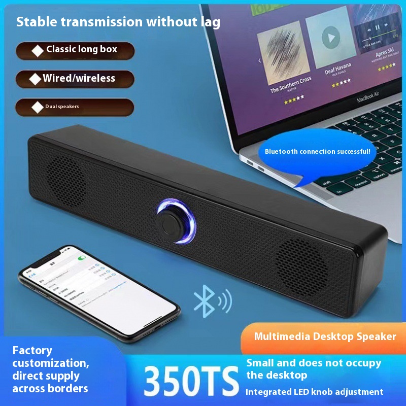 Langer Notebook-Desktop-Bluetooth-Lautsprecher mit Extra-Bass