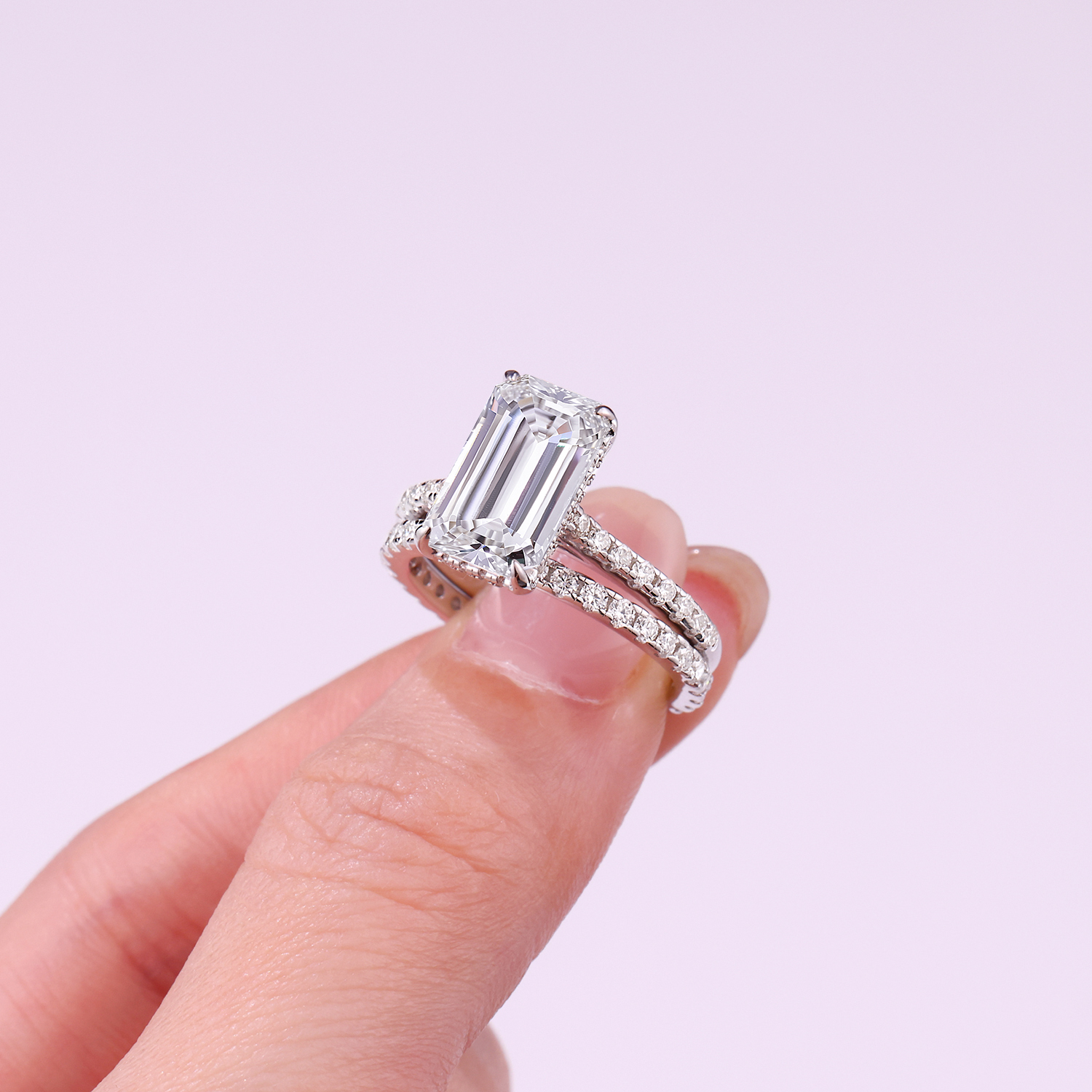 Octagonal Moissanite Double Rings Set With Top-quality Moissanite Luxury, Fashionable And