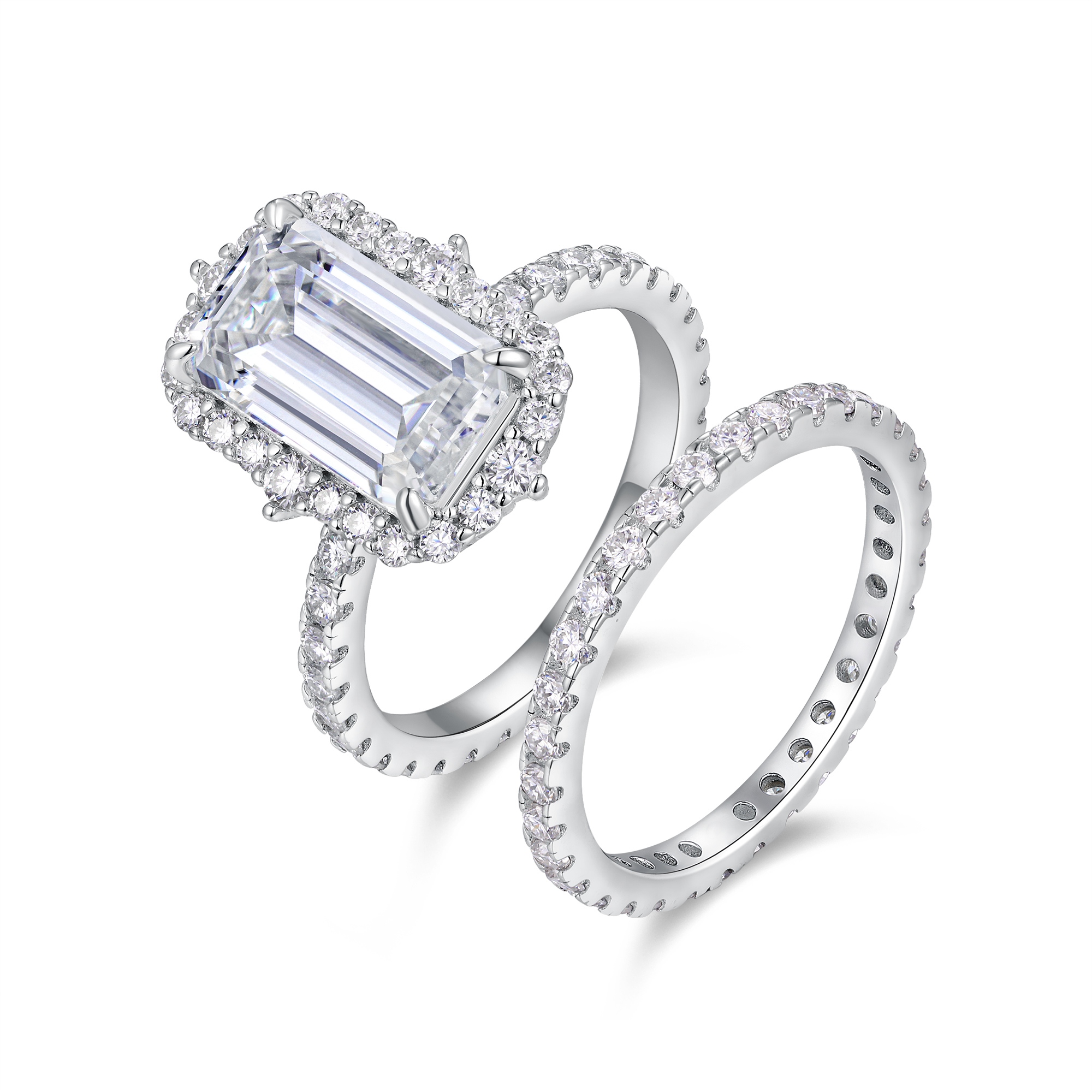 Octagonal Moissanite Double Rings Set With Top-quality Moissanite Luxury, Fashionable And