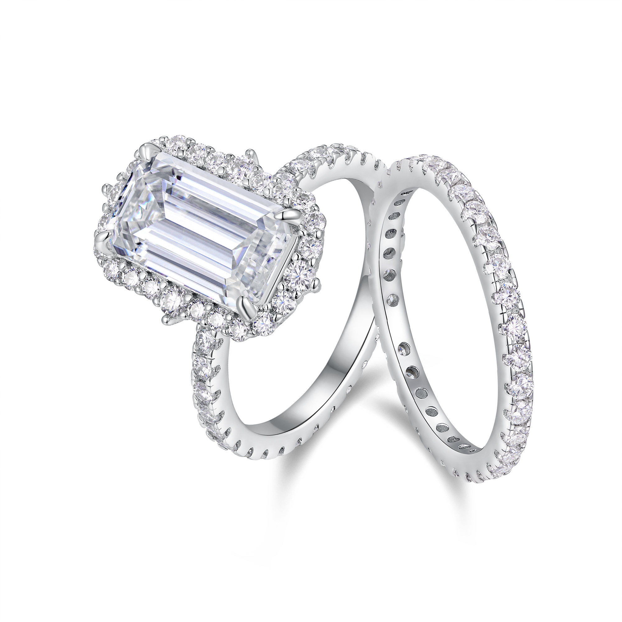 Octagonal Moissanite Double Rings Set With Top-quality Moissanite Luxury, Fashionable And
