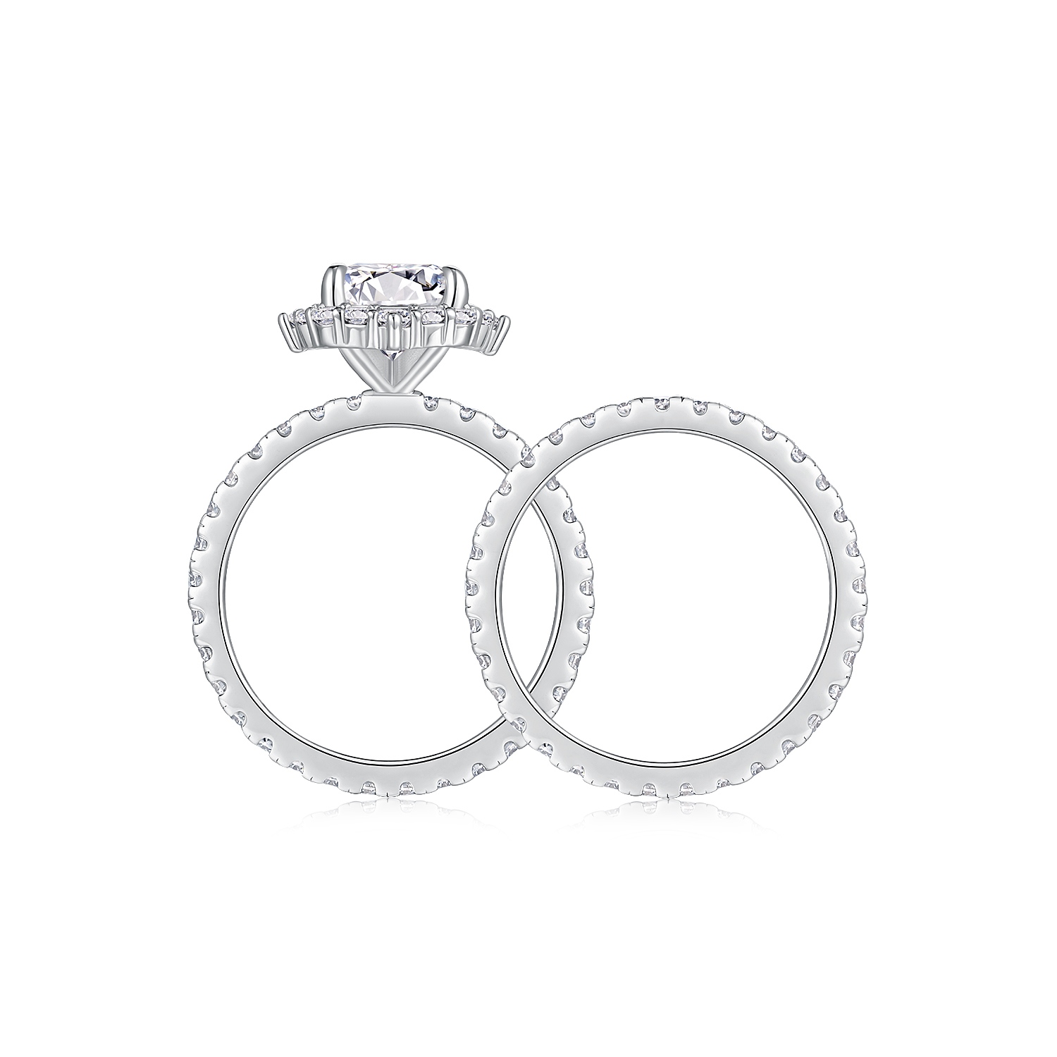 Octagonal Moissanite Double Rings Set With Top-quality Moissanite Luxury, Fashionable And